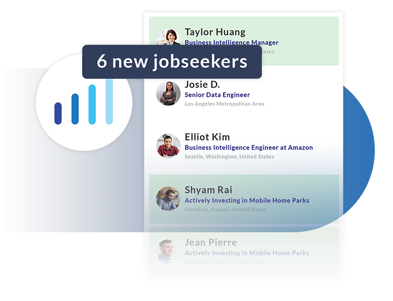 Claro's Job Seeking Sonar® tool displaying 6 new jobseekers profiles