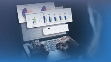 A laptop screen showing Claro data points with hands on the keyboard